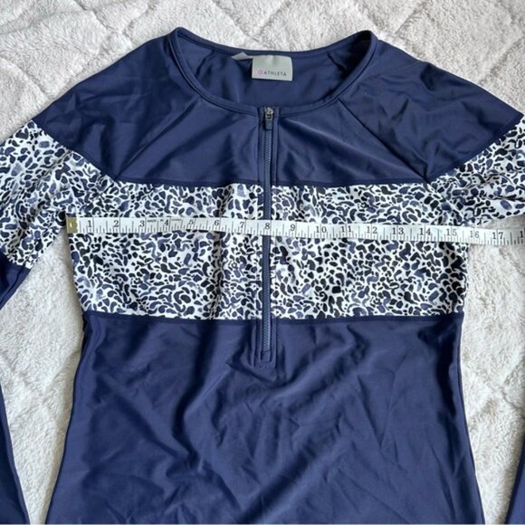 Athleta | Navy Half Zip Long Sleeve Rashguard Swimsuit Top | Size Small - Picture 7 of 8